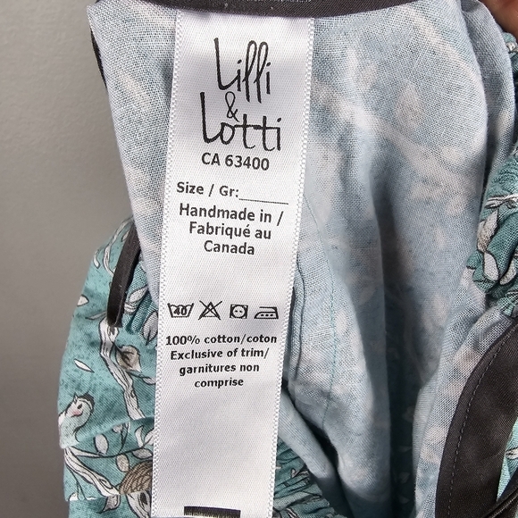 LILLI & LOTTI 100% Cotton Dress Handmade Bird Nest Print Gray/Blue Baby Girls 2T - Picture 9 of 9